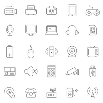 Device line icons set.Vector