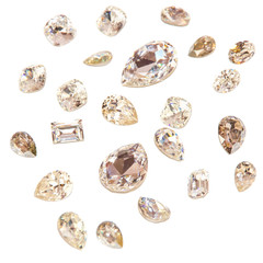 Crystal strasses on a white background. isolated