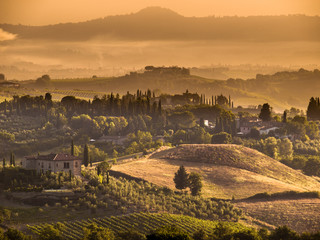 Tuscany Village landscape Scene near Volterra