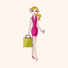 shopping girl theme elements vector,eps