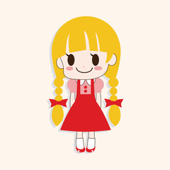 girl cartoon theme elements vector,eps