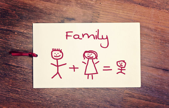 lovely greeting card - family  - matchstick man