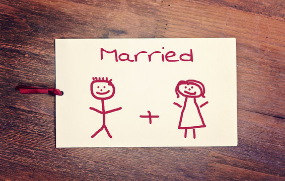 lovely greeting card - married Matchstick man