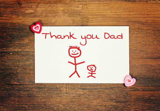 lovely greeting card -thank you dad - Matchstick man