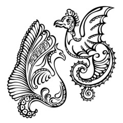 Fantasy animal dragon black bird