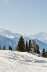 Riederalp, Walliser Dorf, Höhenweg, Alpen, Winter, Schweiz