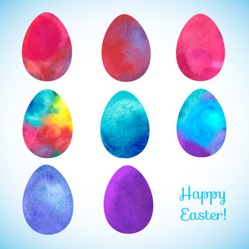 Easter watercolor background  with eggs