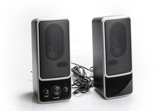 Black two speaker isolated on white background