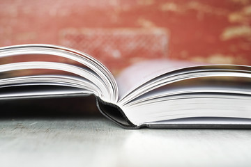 Open book close up, free copy space
