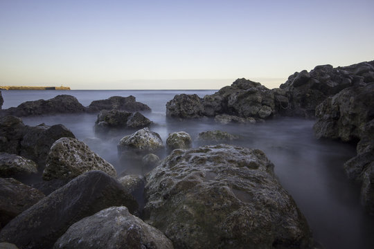 Dramatic beach scene Vallcarca, Catalonia