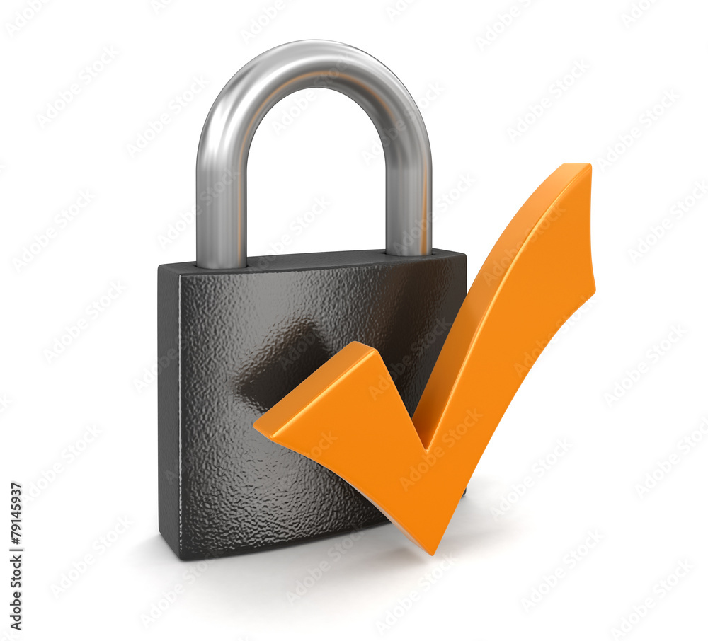 Poster lock and check mark (clipping path included)