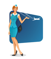 Vector illustration of Girl in stewardess uniform