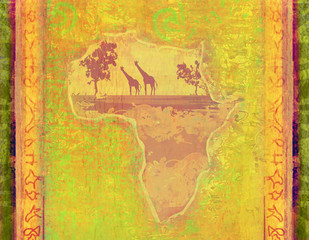 grunge background with African continent