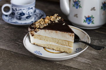 Cake bird's milk with chocolate and coconut