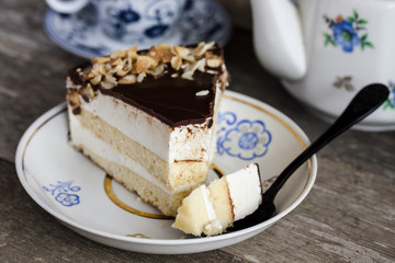 Cake bird's milk with chocolate and coconut