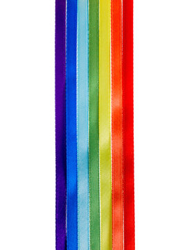 rainbow ribbons, gay LGBT sign is isolated on white background,