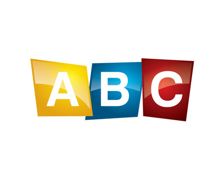 glossy colorful fun kids style letter of a b c as education studio