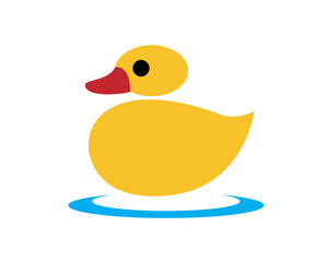yellow baby duck swimming on circular water