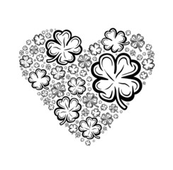 Heart made of shamrocks vector