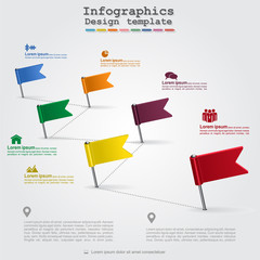Timeline infographics with elements and icons. Vector