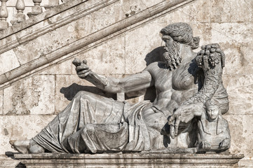 Horn of plenty statue in the ancient city of Rome