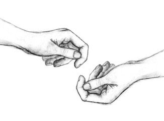 Pencil drawing of hands