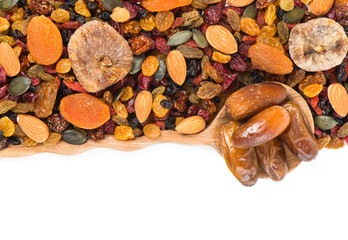 background of dried fruits, top view