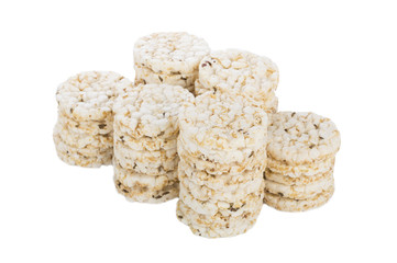 Mini puffed rice cake with cumin and salt isolated