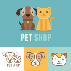 Fototapety  Wektorowe ikony i logo psów i kotów