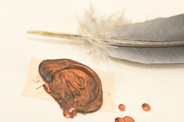 Wax sealed letter with quill