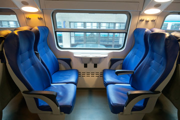 Interior of the train of the long-distance message in Europe