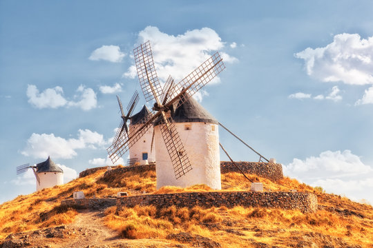 Windmills of Consuegra in La Mancha region of central Spain