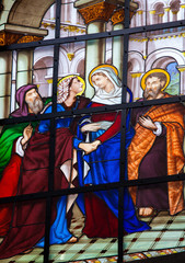 Obraz na płótnie Canvas Stained glass window of the Visitation