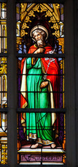 Fototapeta premium Stained glass window of Saint Joseph in Brussel Cathedral