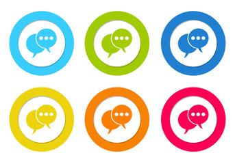 Colorful rounded icons with bubble speeches symbol