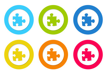 Colorful rounded icons with puzzle symbol