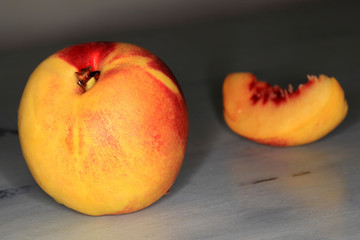 Nectarines on grey table