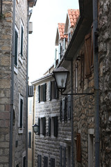 narrow streets of the old European city landscape