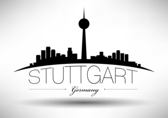 Stuttgart Skyline with Typographic Design