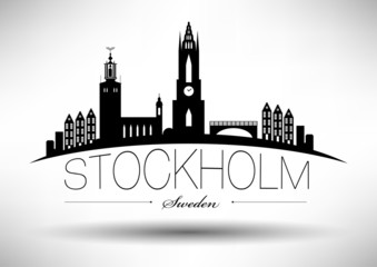 Fototapeta premium Stockholm Skyline with Typographic Design