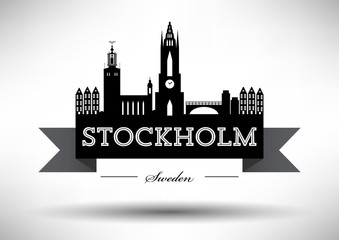 Stockholm Skyline with Typographic Design