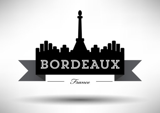 Bordeaux Skyline with Typographic Design