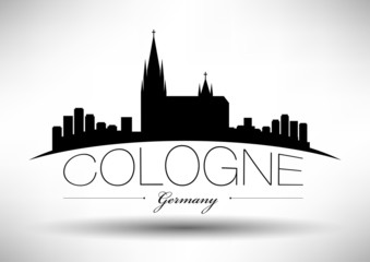 Cologne Skyline with Typographic Design