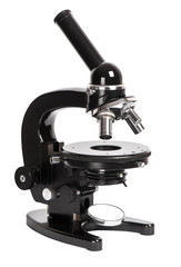 Retro microscope isolated white background