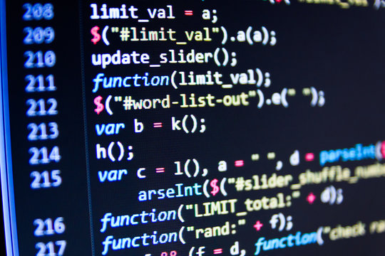 Programming Code Script Abstract Screen Of Software Developer.