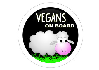 Obraz premium Vegans on Board / Sticker / Sheep /