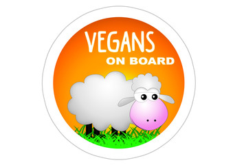 Obraz premium Vegans on Board / Sticker / Sheep /