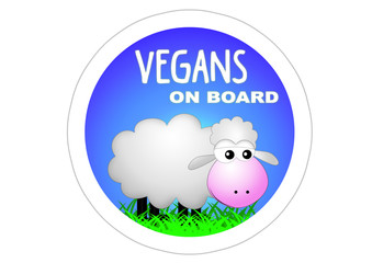 Obraz premium Vegans on Board / Sticker / Sheep /