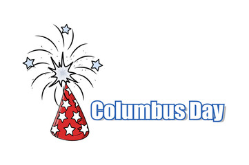 Retro Firework Columbus Day Graphic Banner