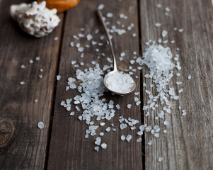 sea salt crystals in a silver spoon